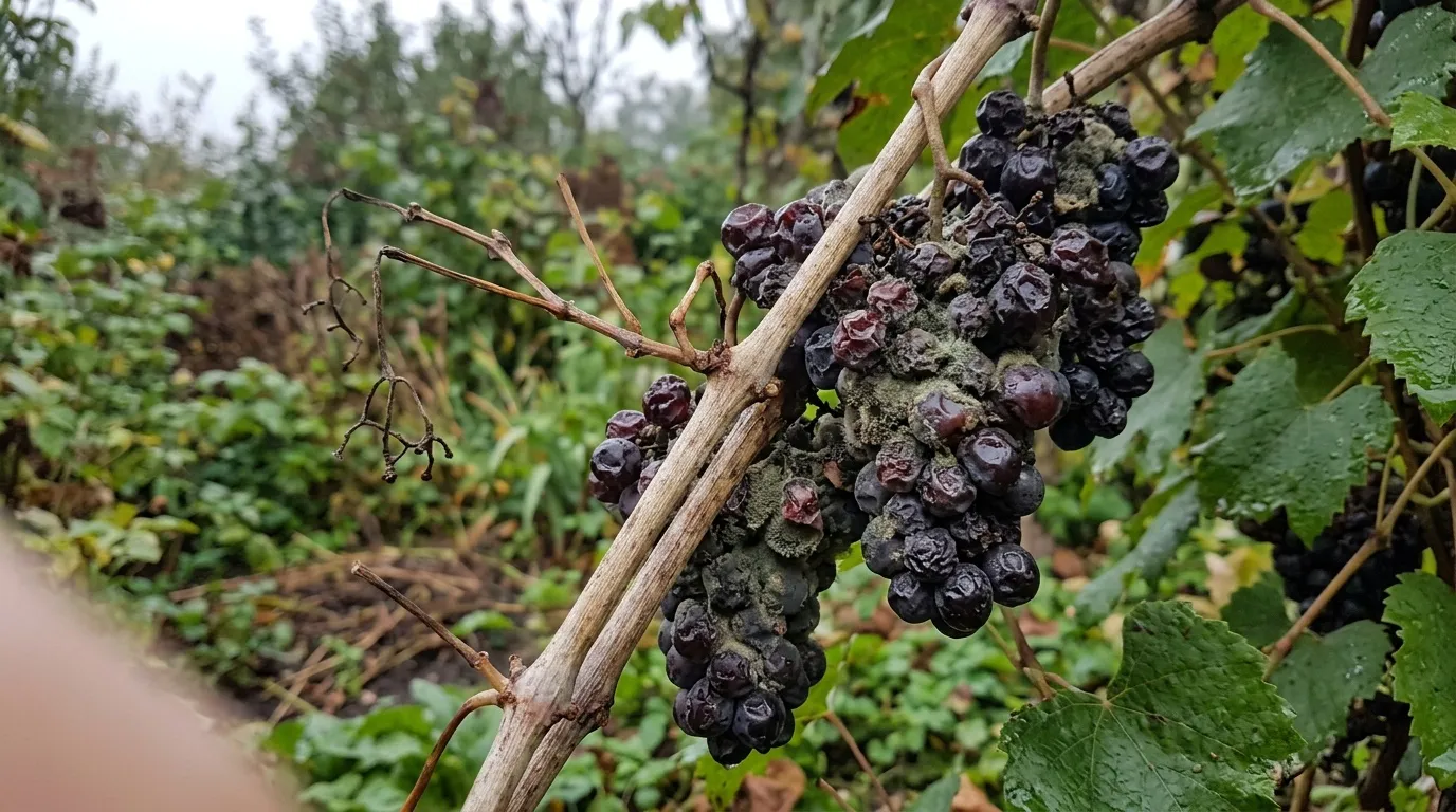 Raisins noirs mûrs en grappe