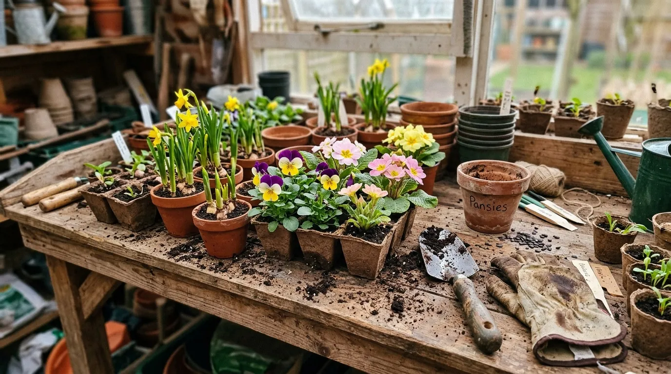 Semis et fleurs en serre